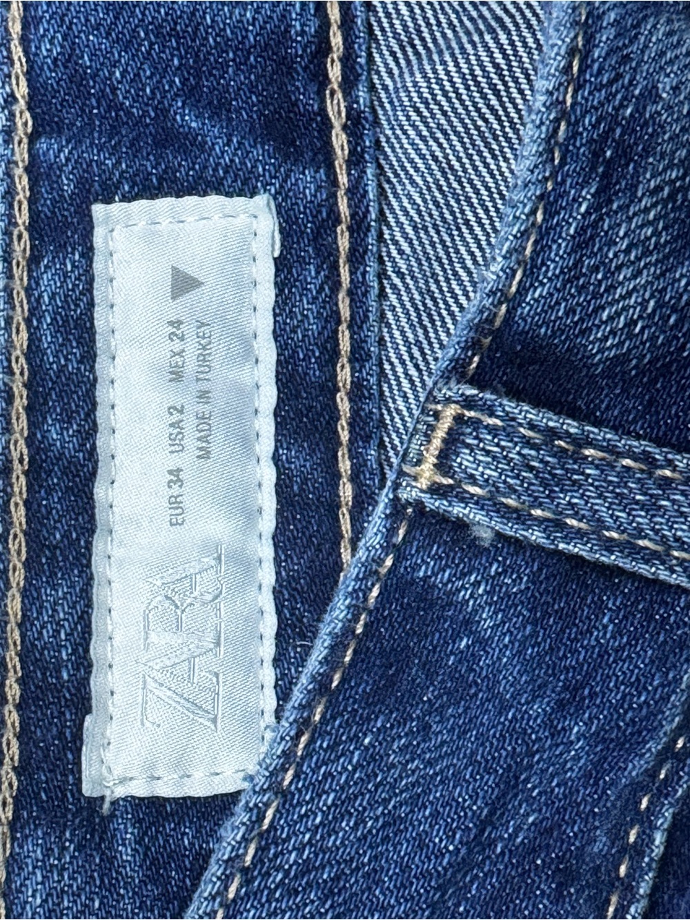 ZARA TRF Wide Leg Low Rise Jeans Indigo 100% Cotton Size 2 New - Picture 6 of 10